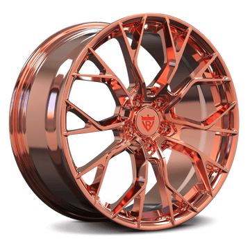 Custom Forged Monoblock Wheel RV-MR16 in rose gold finish, 17"-26" available, featuring aggressive design for Dodge Dakota R/T, custom 6 lug rims.